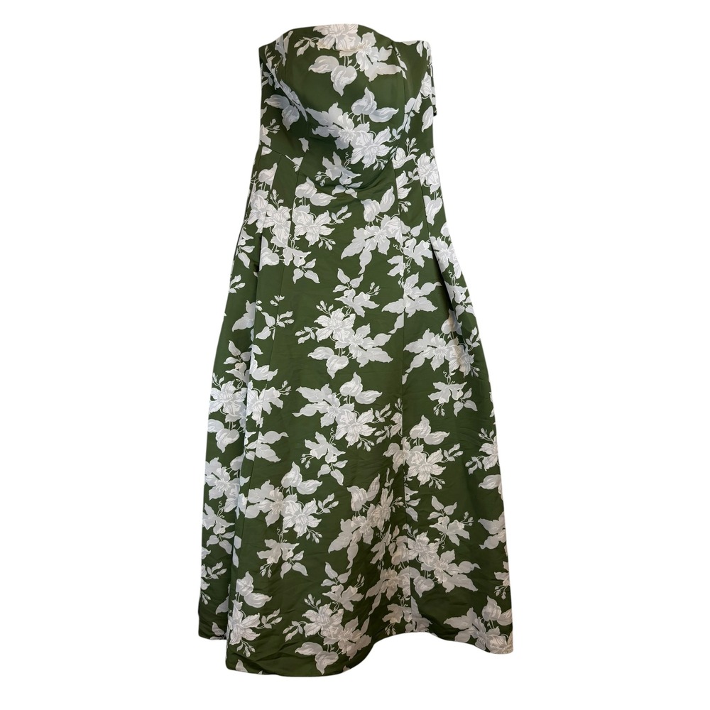 Sachin & Babi Margaux Gown Green Narcissus Floral Strapless Cutout Dress Size 8